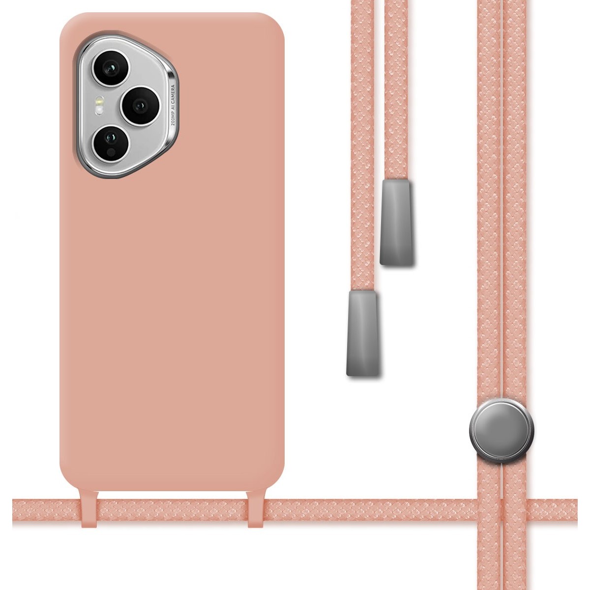 Funda Silicona Líquida con Cordón para Huawei Honor 400 Pro 5G color Rosa