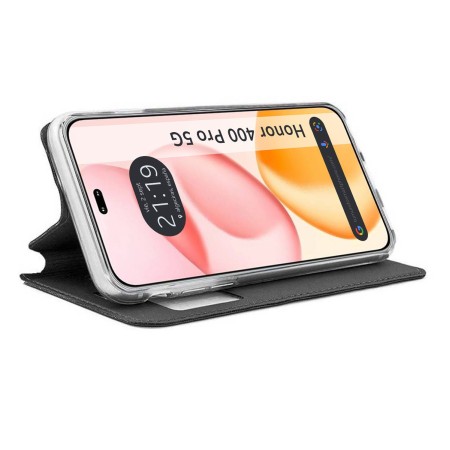 Funda Libro Soporte con Ventana para Huawei Honor 400 Pro 5G color Negra