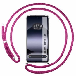 Funda Colgante Transparente para Xiaomi Redmi Note 14S con Cordon Rosa Fucsia