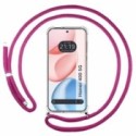 Funda Colgante Transparente para Huawei Honor 400 5G con Cordon Rosa Fucsia