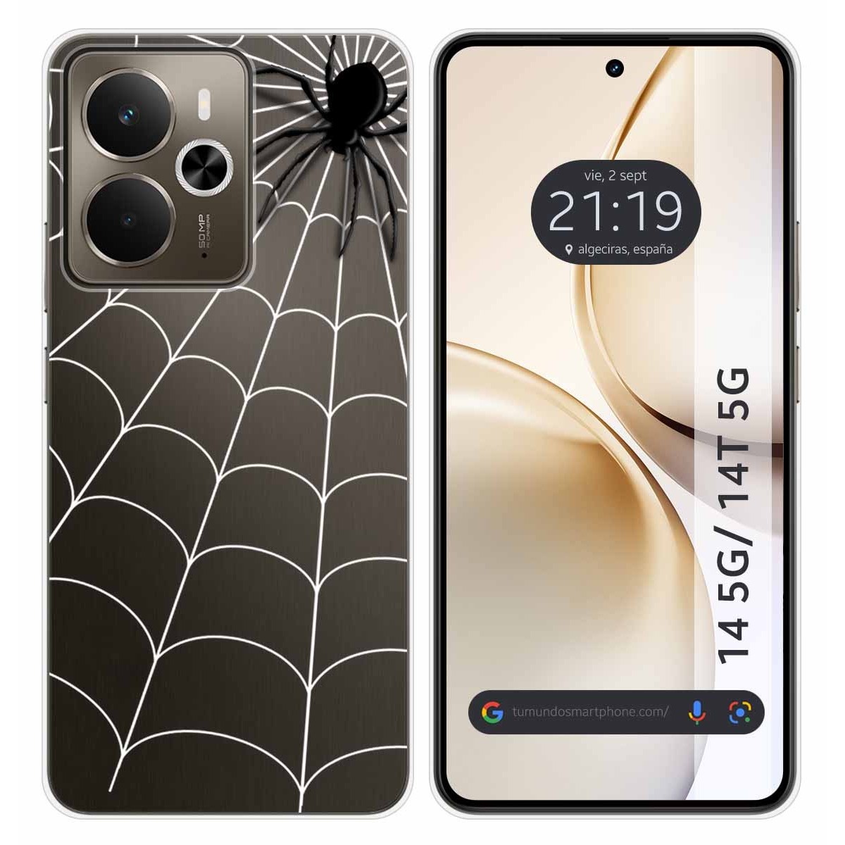 Funda Silicona Transparente para Realme 14 5G / 14T 5G diseño Araña Dibujos