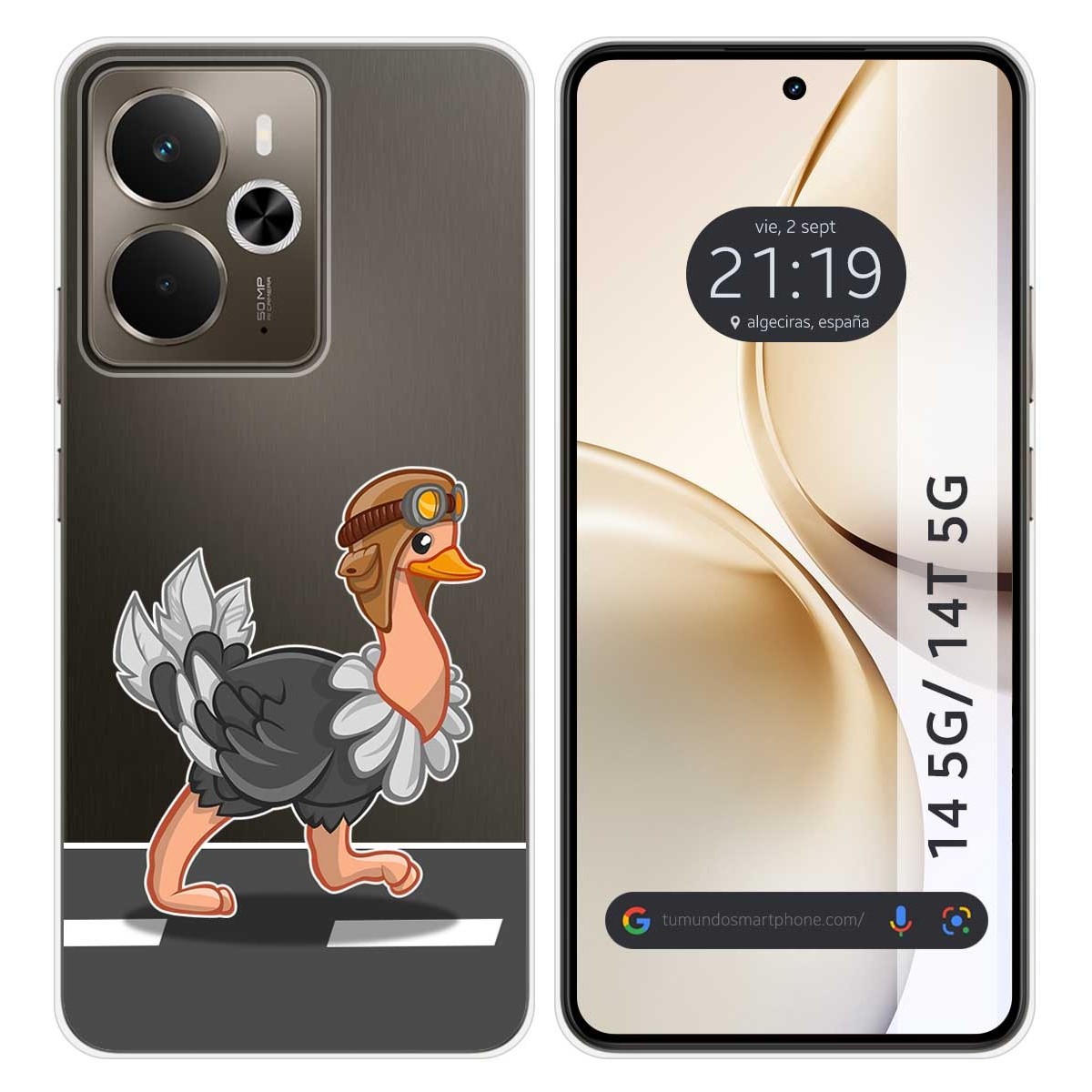 Funda Silicona Transparente para Realme 14 5G / 14T 5G diseño Avestruz Dibujos
