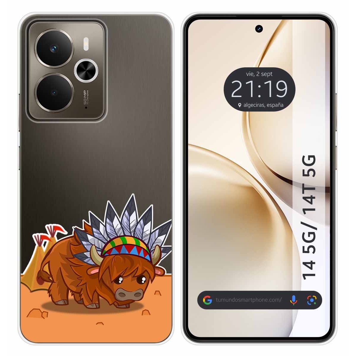 Funda Silicona Transparente para Realme 14 5G / 14T 5G diseño Bufalo Dibujos