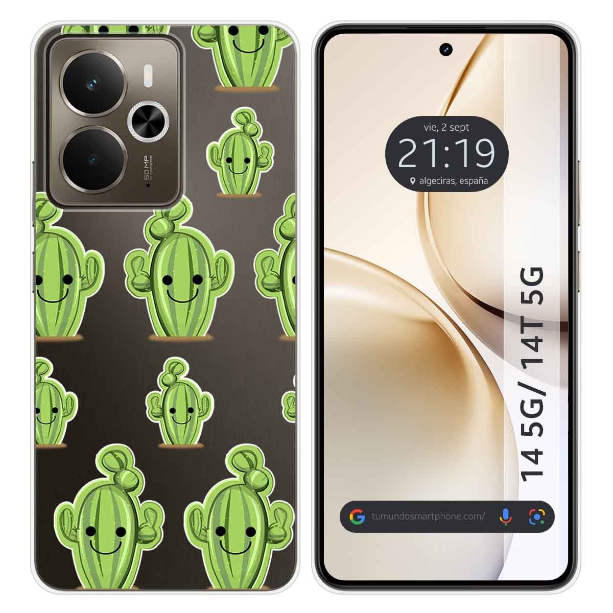 Funda Silicona Transparente para Realme 14 5G / 14T 5G diseño Cactus Dibujos