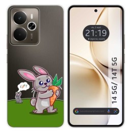 Funda Silicona Transparente para Realme 14 5G / 14T 5G diseño Conejo Dibujos