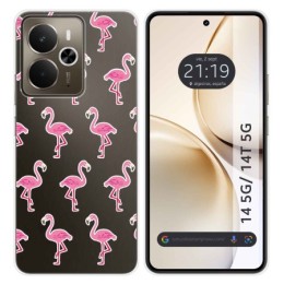Funda Silicona Transparente para Realme 14 5G / 14T 5G diseño Flamenco Dibujos
