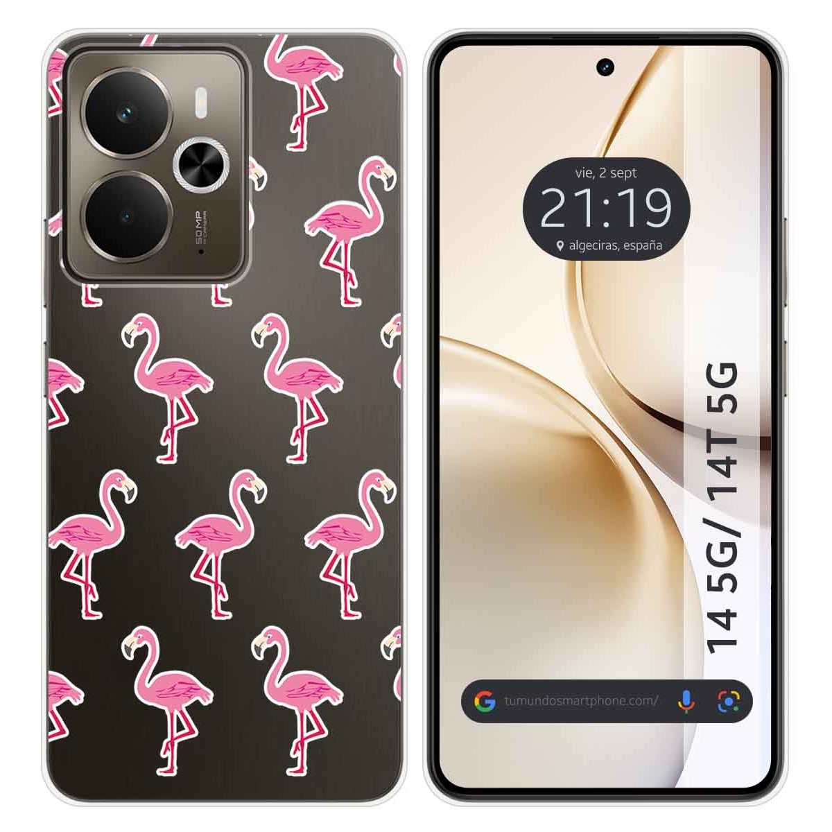 Funda Silicona Transparente para Realme 14 5G / 14T 5G diseño Flamenco Dibujos
