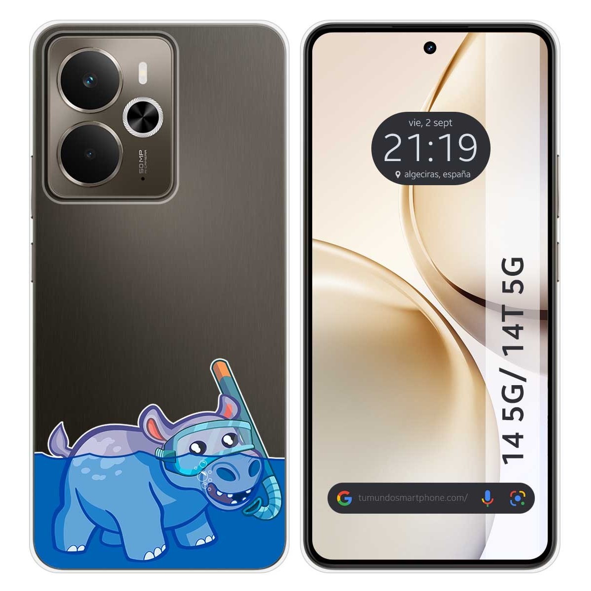 Funda Silicona Transparente para Realme 14 5G / 14T 5G diseño Hipo Dibujos