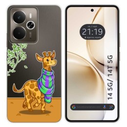 Funda Silicona Transparente para Realme 14 5G / 14T 5G diseño Jirafa Dibujos