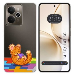 Funda Silicona Transparente para Realme 14 5G / 14T 5G diseño Leopardo Dibujos