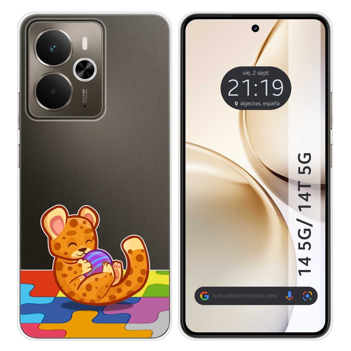 Funda Silicona Transparente para Realme 14 5G / 14T 5G diseño Leopardo Dibujos