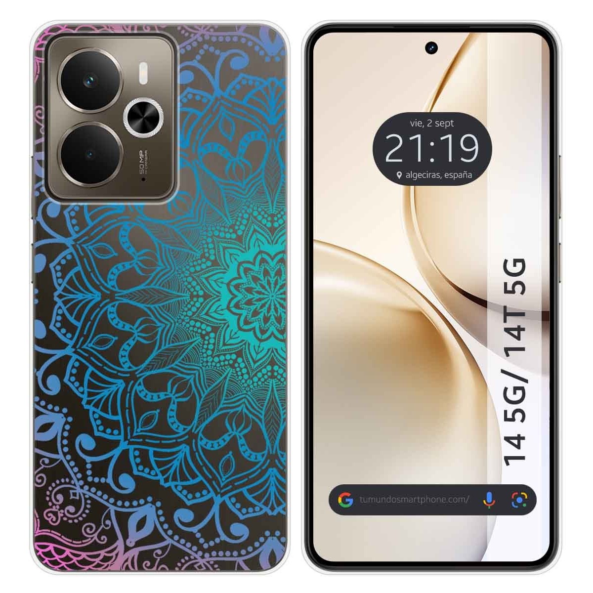Funda Silicona Transparente para Realme 14 5G / 14T 5G diseño Mandala Dibujos