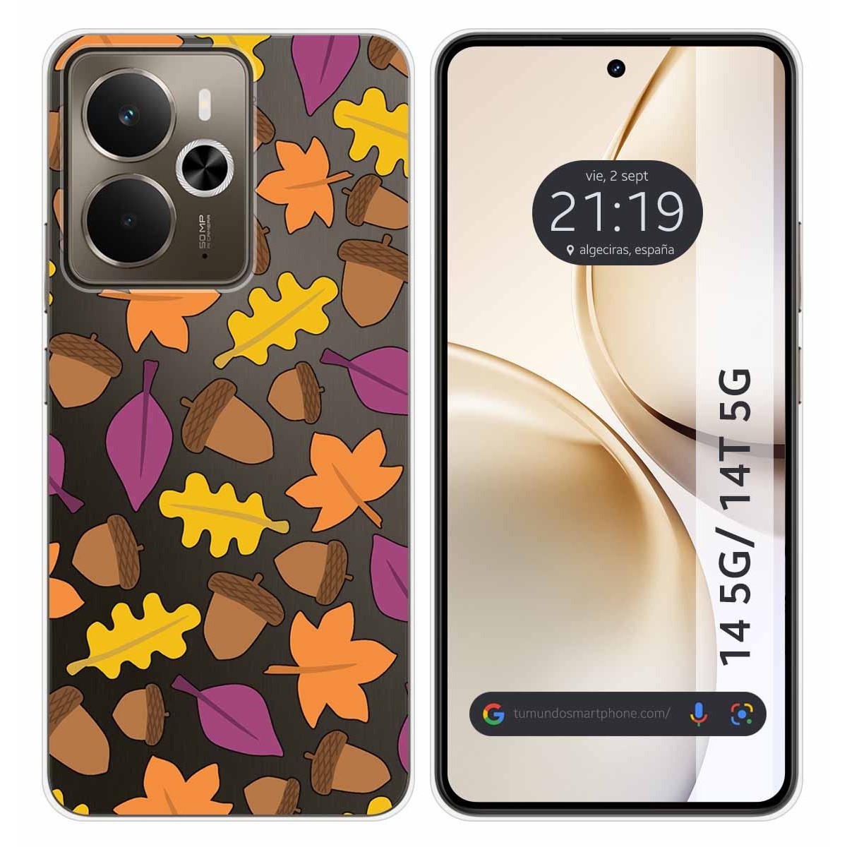 Funda Silicona Transparente para Realme 14 5G / 14T 5G diseño Otoño Dibujos