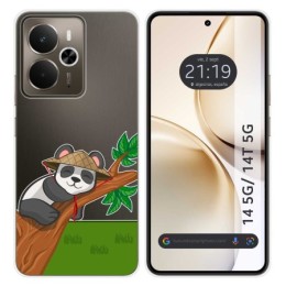 Funda Silicona Transparente para Realme 14 5G / 14T 5G diseño Panda Dibujos