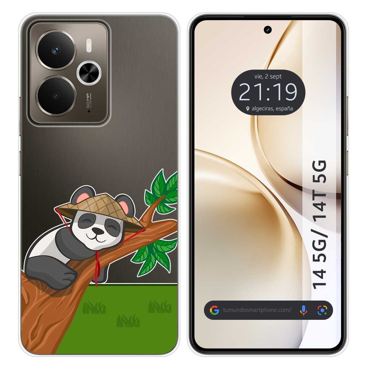 Funda Silicona Transparente para Realme 14 5G / 14T 5G diseño Panda Dibujos