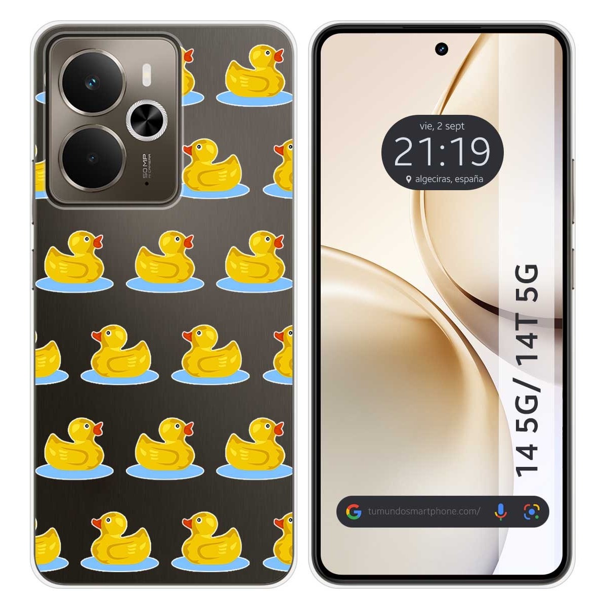 Funda Silicona Transparente para Realme 14 5G / 14T 5G diseño Pato Dibujos