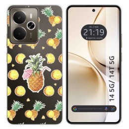 Funda Silicona Transparente para Realme 14 5G / 14T 5G diseño Piña Dibujos