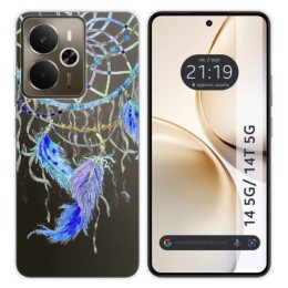 Funda Silicona Transparente para Realme 14 5G / 14T 5G diseño Plumas Dibujos