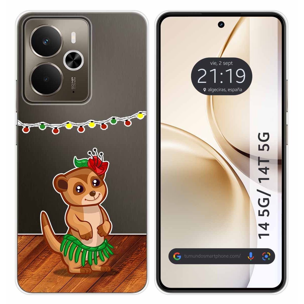 Funda Silicona Transparente para Realme 14 5G / 14T 5G diseño Suricata Dibujos