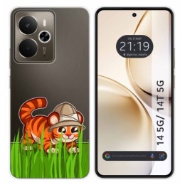 Funda Silicona Transparente para Realme 14 5G / 14T 5G diseño Tigre Dibujos