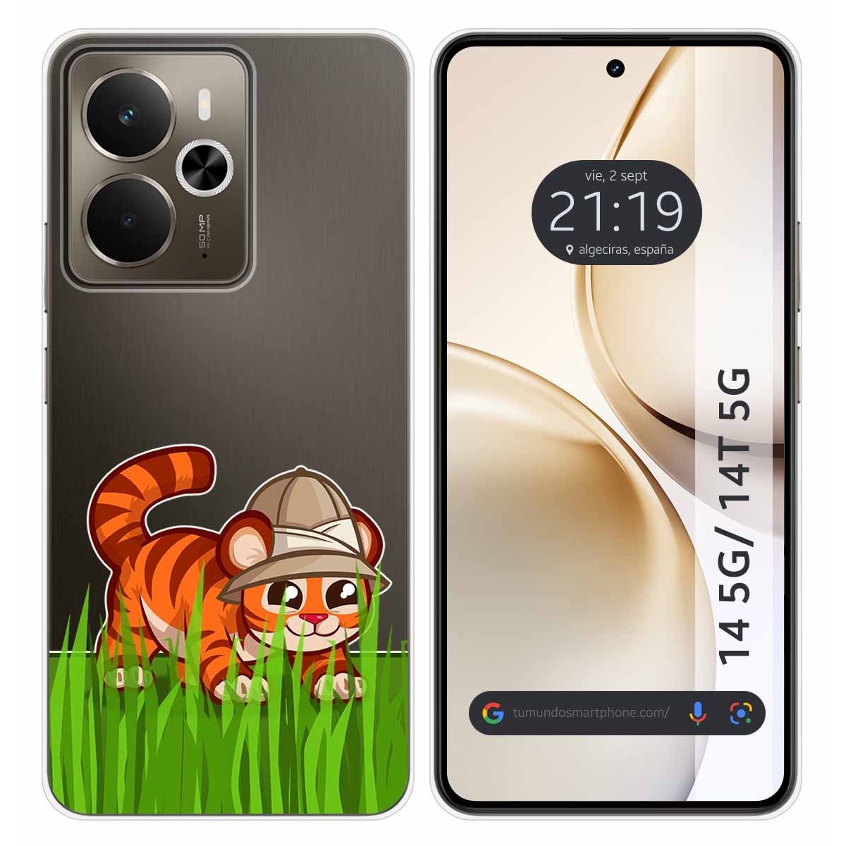 Funda Silicona Transparente para Realme 14 5G / 14T 5G diseño Tigre Dibujos