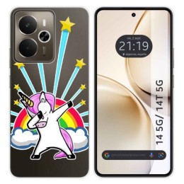 Funda Silicona Transparente para Realme 14 5G / 14T 5G diseño Unicornio Dibujos