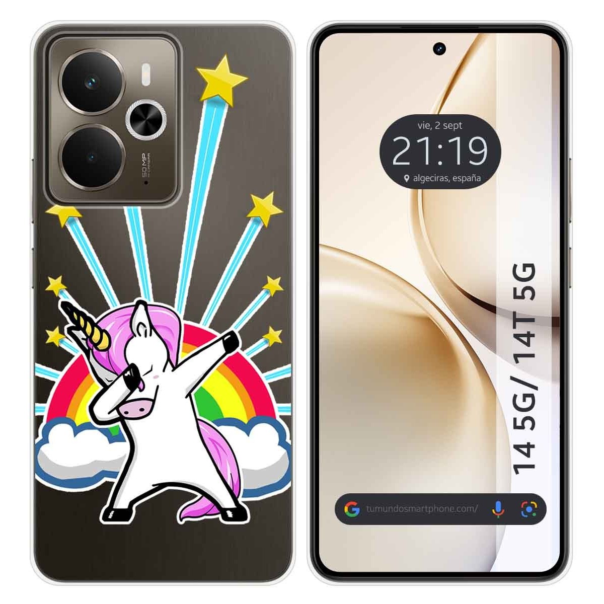 Funda Silicona Transparente para Realme 14 5G / 14T 5G diseño Unicornio Dibujos