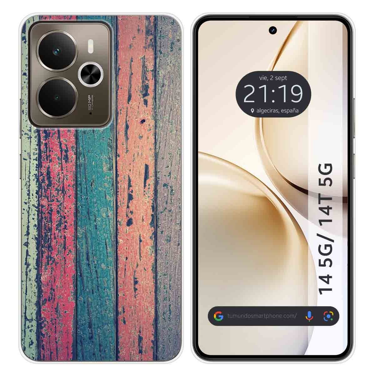 Funda Silicona para Realme 14 5G / 14T 5G diseño Madera 10 Dibujos