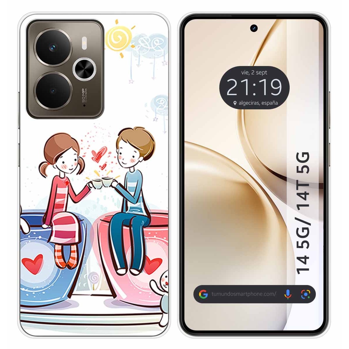 Funda Silicona para Realme 14 5G / 14T 5G diseño Café Dibujos