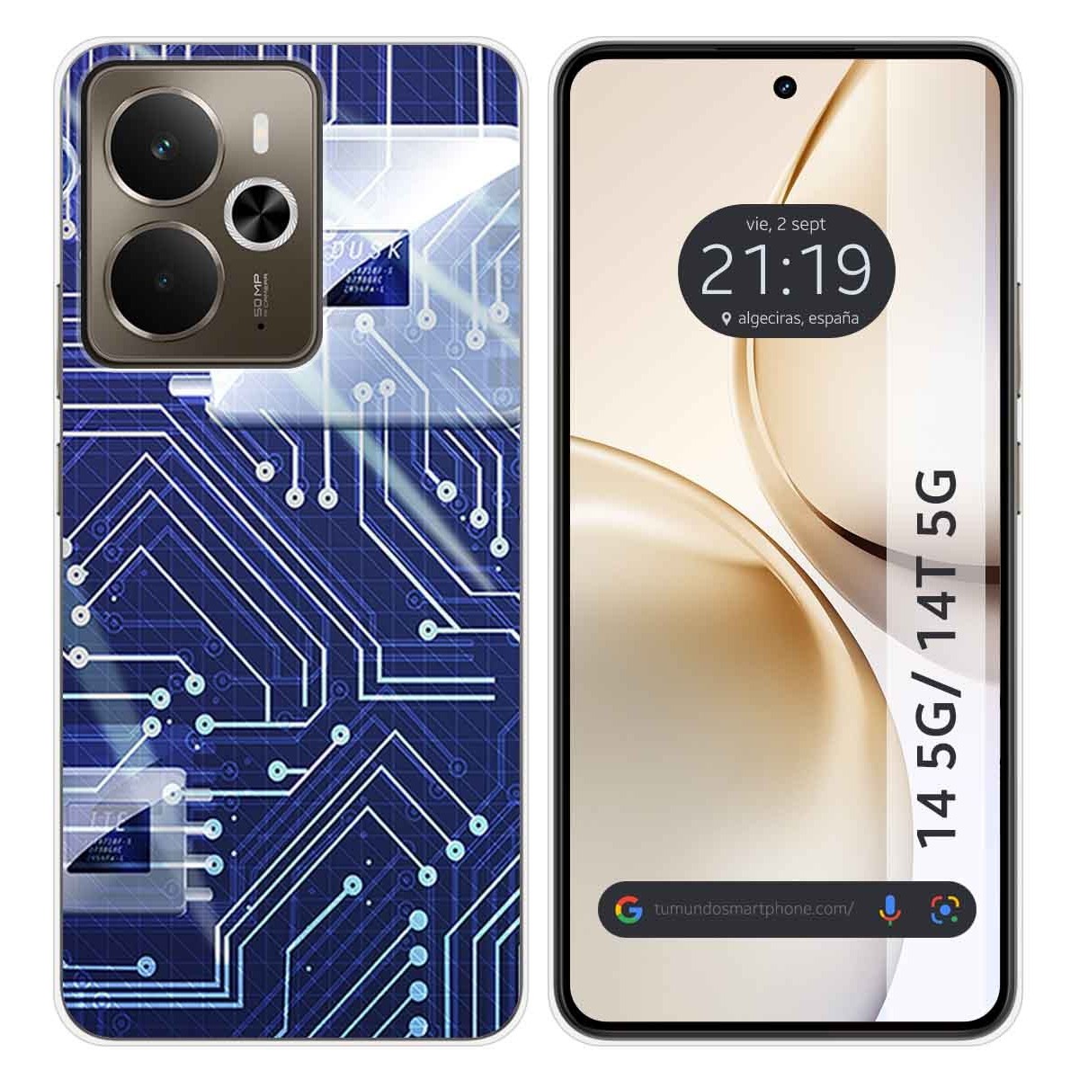 Funda Silicona para Realme 14 5G / 14T 5G diseño Circuito Dibujos