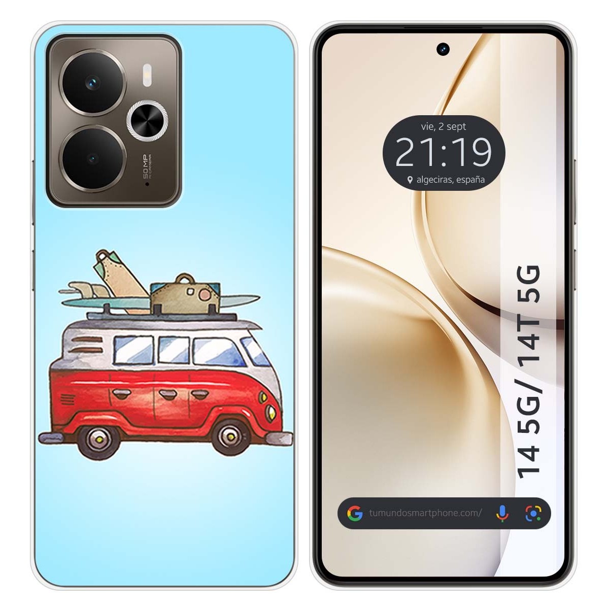 Funda Silicona para Realme 14 5G / 14T 5G diseño Furgoneta Dibujos