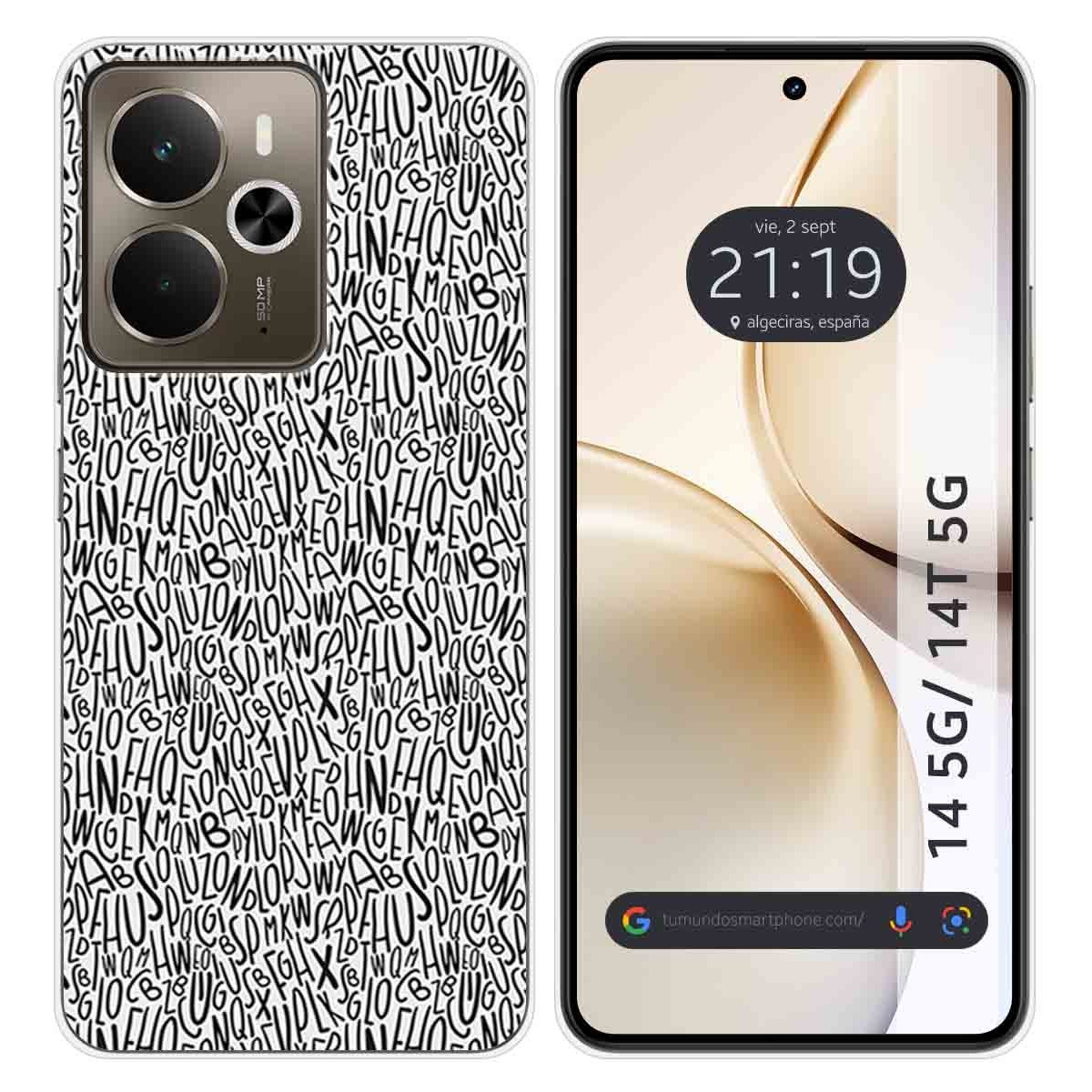 Funda Silicona para Realme 14 5G / 14T 5G diseño Letras Dibujos