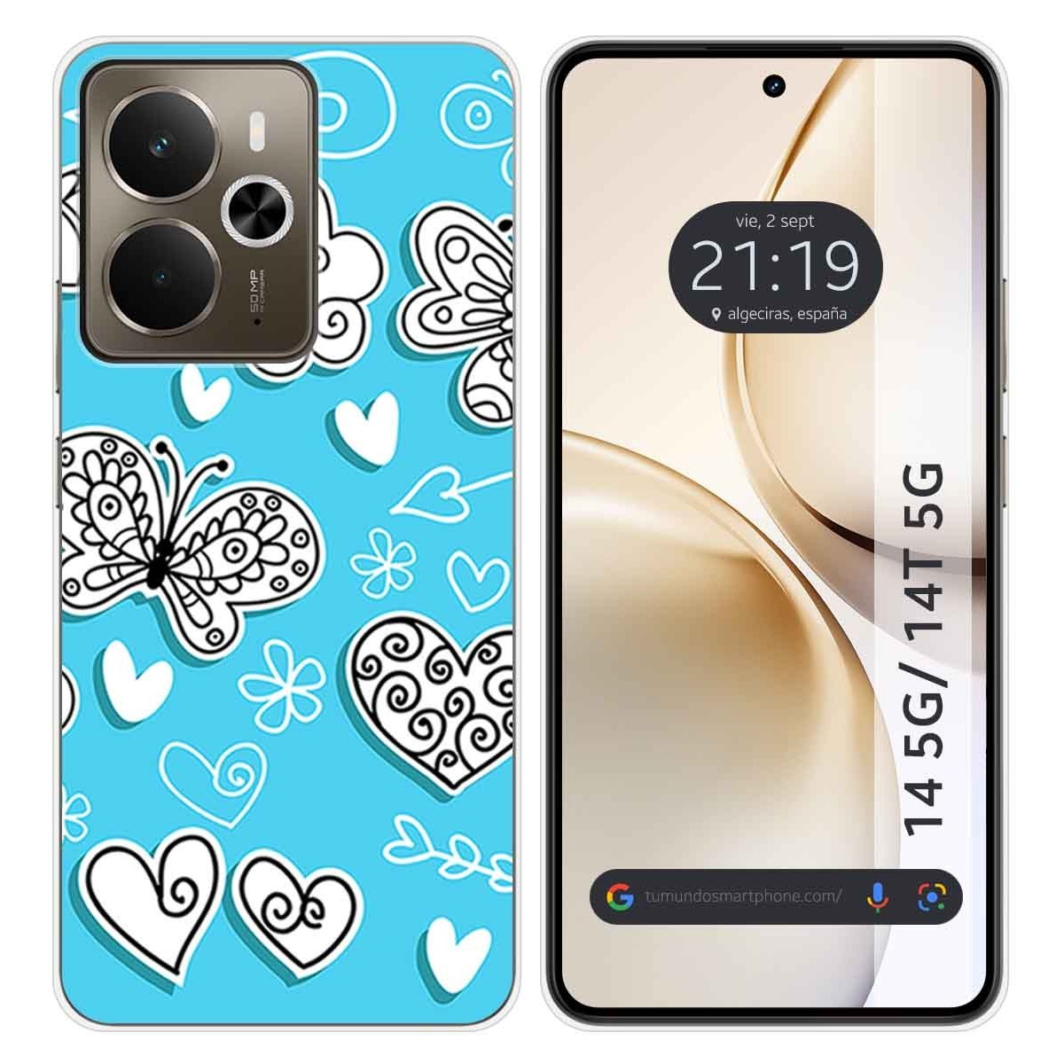 Funda Silicona para Realme 14 5G / 14T 5G diseño Mariposas Dibujos