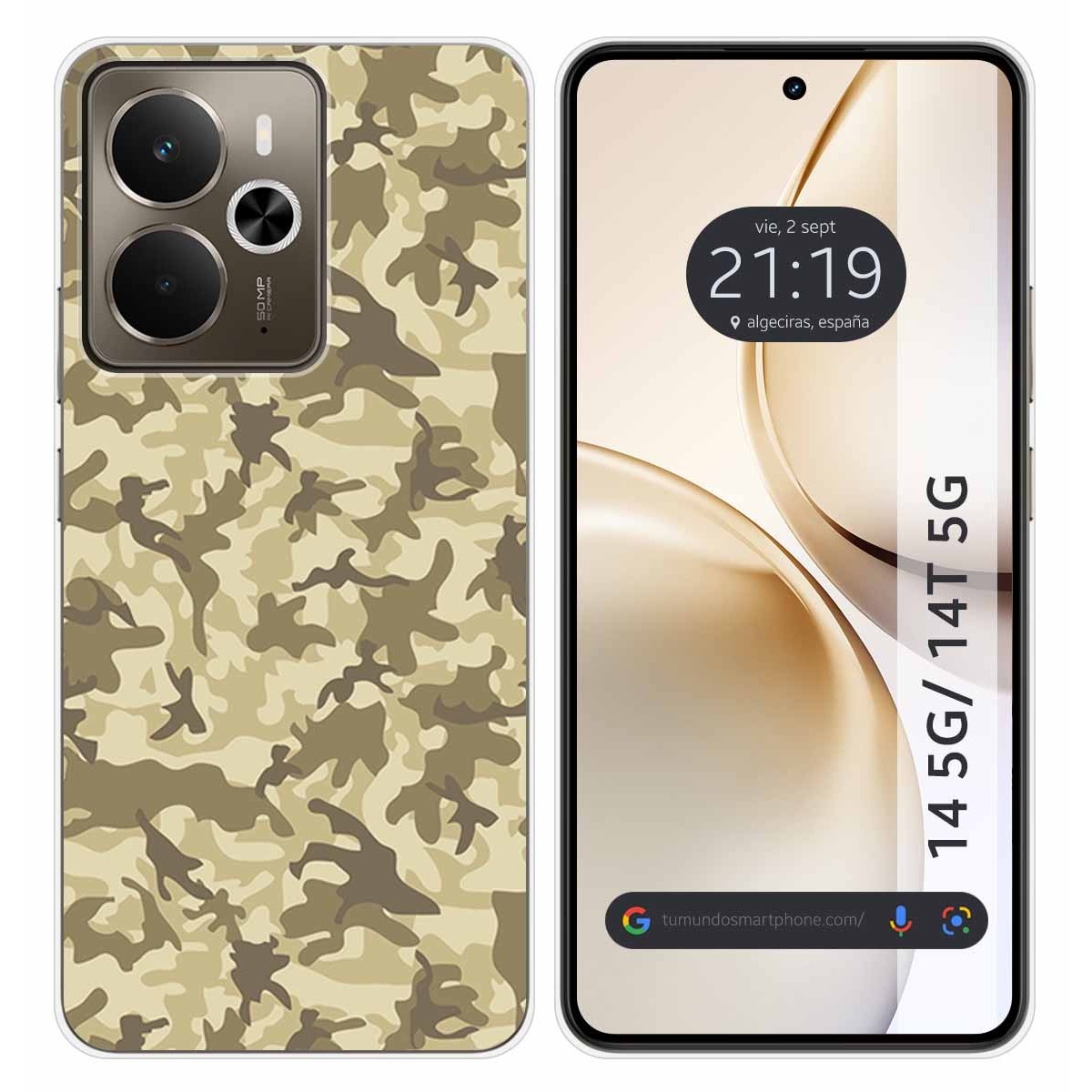 Funda Silicona para Realme 14 5G / 14T 5G diseño Sand Camuflaje Dibujos