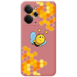 Funda Silicona Líquida Rosa para Realme 14 5G / 14T 5G diseño Abeja Dibujos