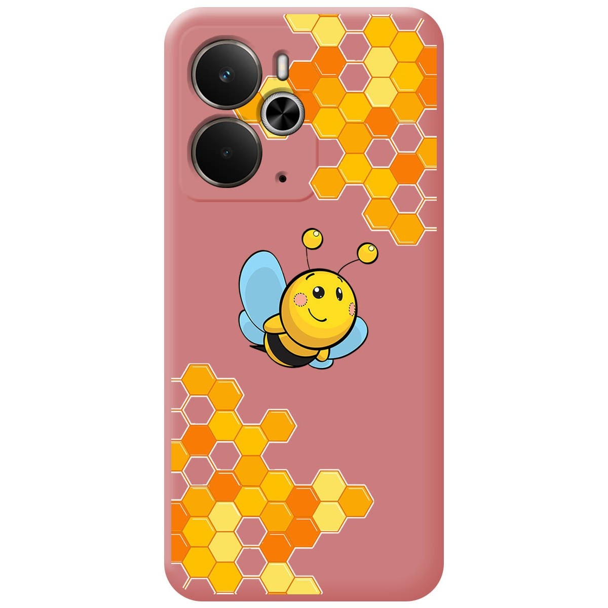 Funda Silicona Líquida Rosa para Realme 14 5G / 14T 5G diseño Abeja Dibujos