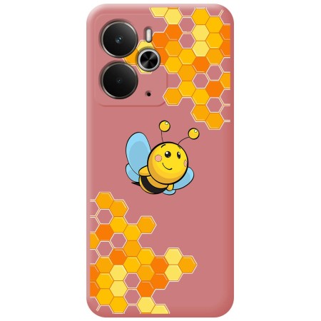 Funda Silicona Líquida Rosa para Realme 14 5G / 14T 5G diseño Abeja Dibujos