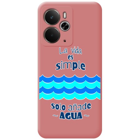 Funda Silicona Líquida Rosa para Realme 14 5G / 14T 5G diseño Agua Dibujos