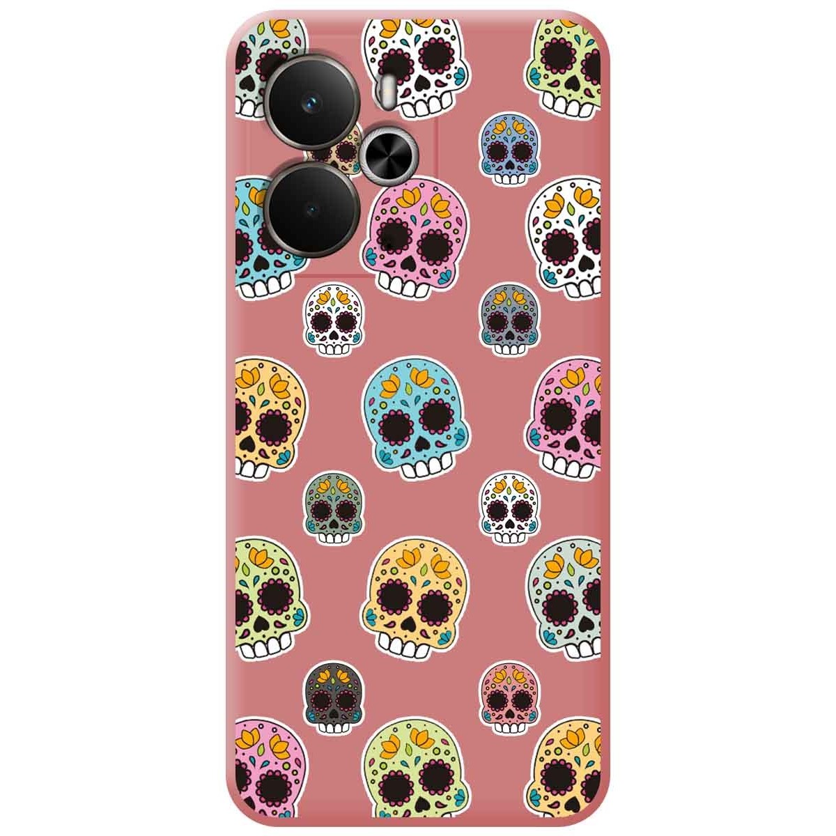 Funda Silicona Líquida Rosa para Realme 14 5G / 14T 5G diseño Catrina Dibujos