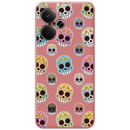 Funda Silicona Líquida Rosa para Realme 14 5G / 14T 5G diseño Catrina Dibujos