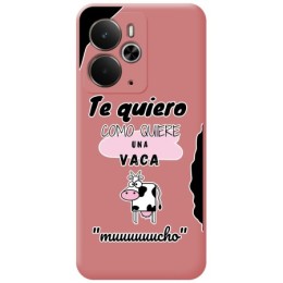 Funda Silicona Líquida Rosa para Realme 14 5G / 14T 5G diseño Vaca Dibujos