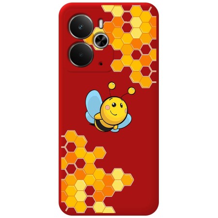 Funda Silicona Líquida Roja para Realme 14 5G / 14T 5G diseño Abeja Dibujos
