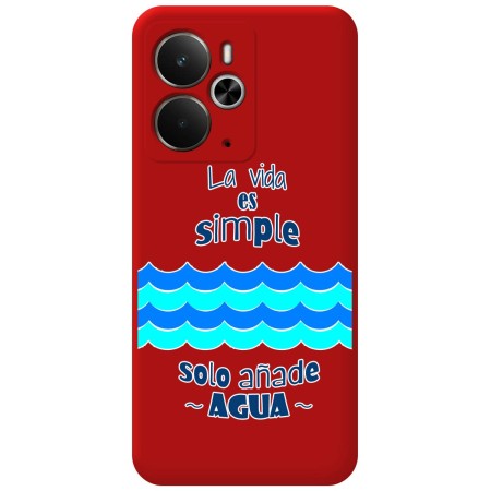 Funda Silicona Líquida Roja para Realme 14 5G / 14T 5G diseño Agua Dibujos