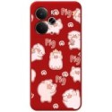 Funda Silicona Líquida Roja para Realme 14 5G / 14T 5G diseño Cerdos Dibujos