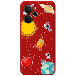 Funda Silicona Líquida Roja para Realme 14 5G / 14T 5G diseño Espacio Dibujos