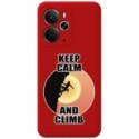 Funda Silicona Líquida Roja para Realme 14 5G / 14T 5G diseño Mujer Escalada Dibujos