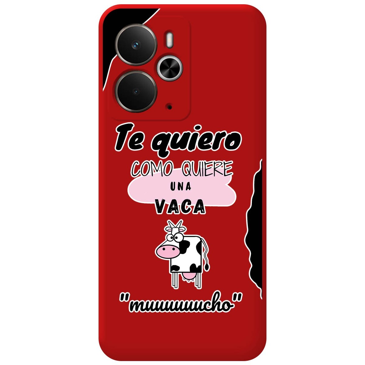 Funda Silicona Líquida Roja para Realme 14 5G / 14T 5G diseño Vaca Dibujos