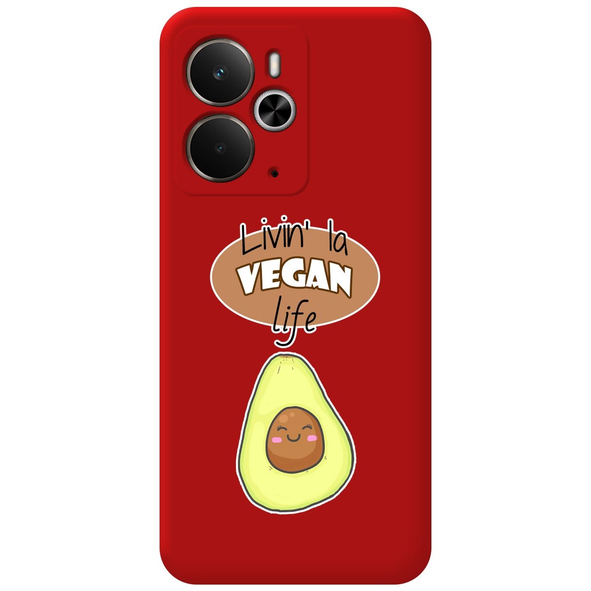 Funda Silicona Líquida Roja para Realme 14 5G / 14T 5G diseño Vegan Life Dibujos