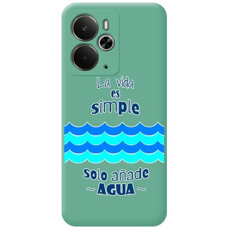 Funda Silicona Líquida Verde para Realme 14 5G / 14T 5G diseño Agua Dibujos