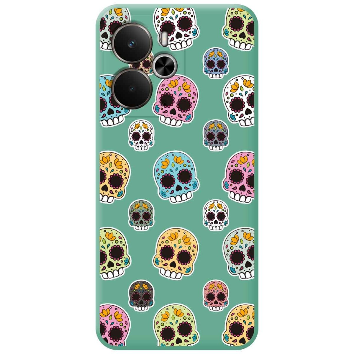 Funda Silicona Líquida Verde para Realme 14 5G / 14T 5G diseño Catrina Dibujos